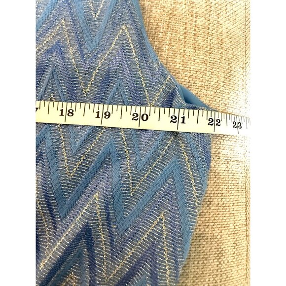 NWT Ramy Brook Blue Chevron Smocked Mini Dress Halterneck Size L - Picture 8 of 10
